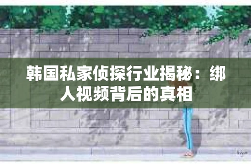 韩国私家侦探行业揭秘：绑人视频背后的真相