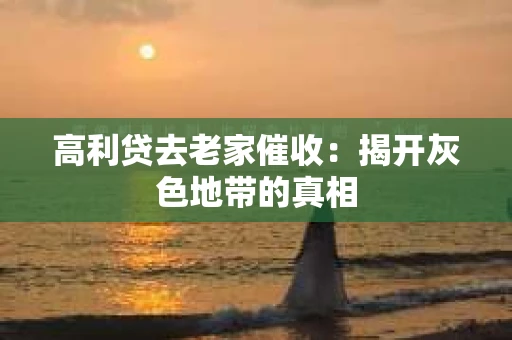 高利贷去老家催收：揭开灰色地带的真相