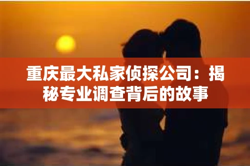 重庆最大私家侦探公司：揭秘专业调查背后的故事
