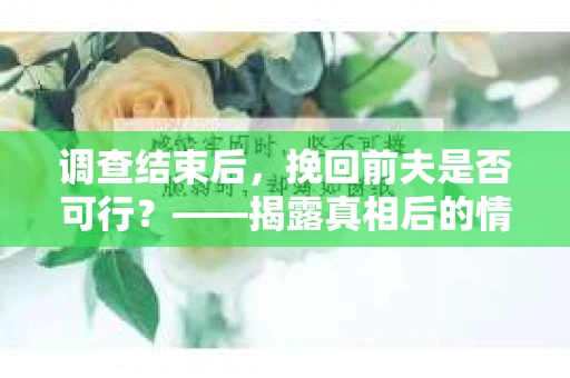 调查结束后，挽回前夫是否可行？——揭露真相后的情感疗愈与人生决策